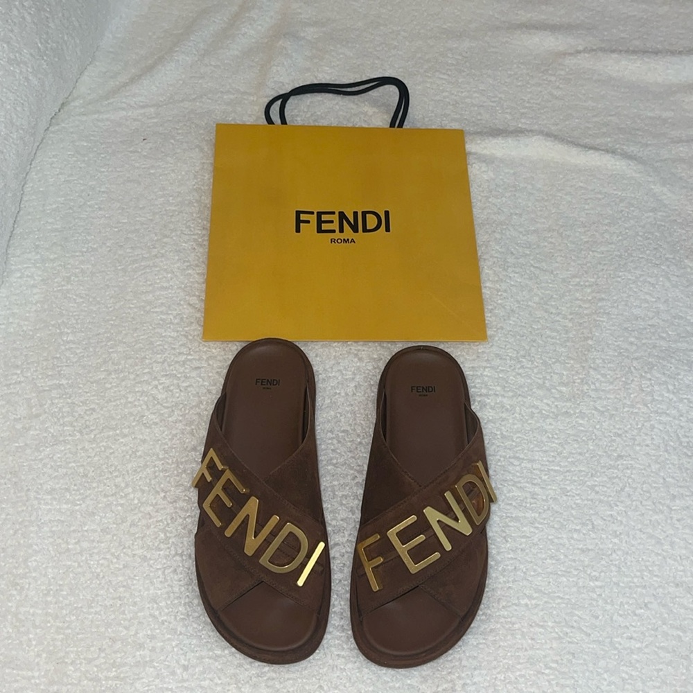 Brand new Fendi suede slides